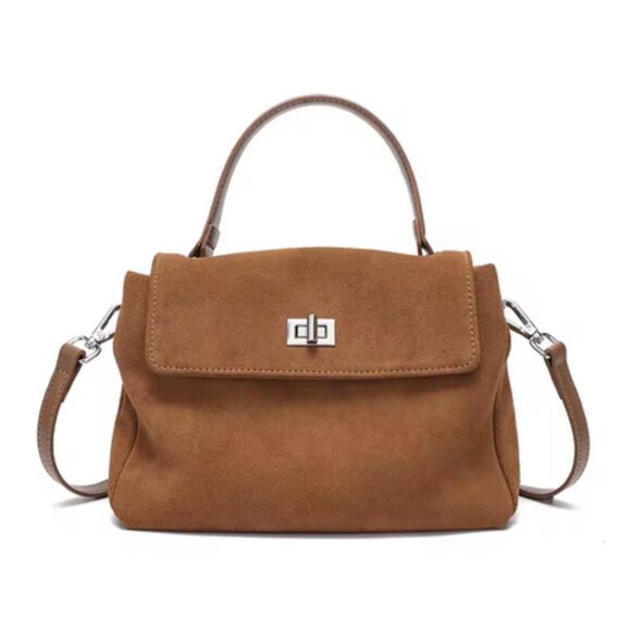 Elegant Genuine Suede Leather Crossbody Shoulder Bag Women Designer 5 Colors - Picture 11 of 16